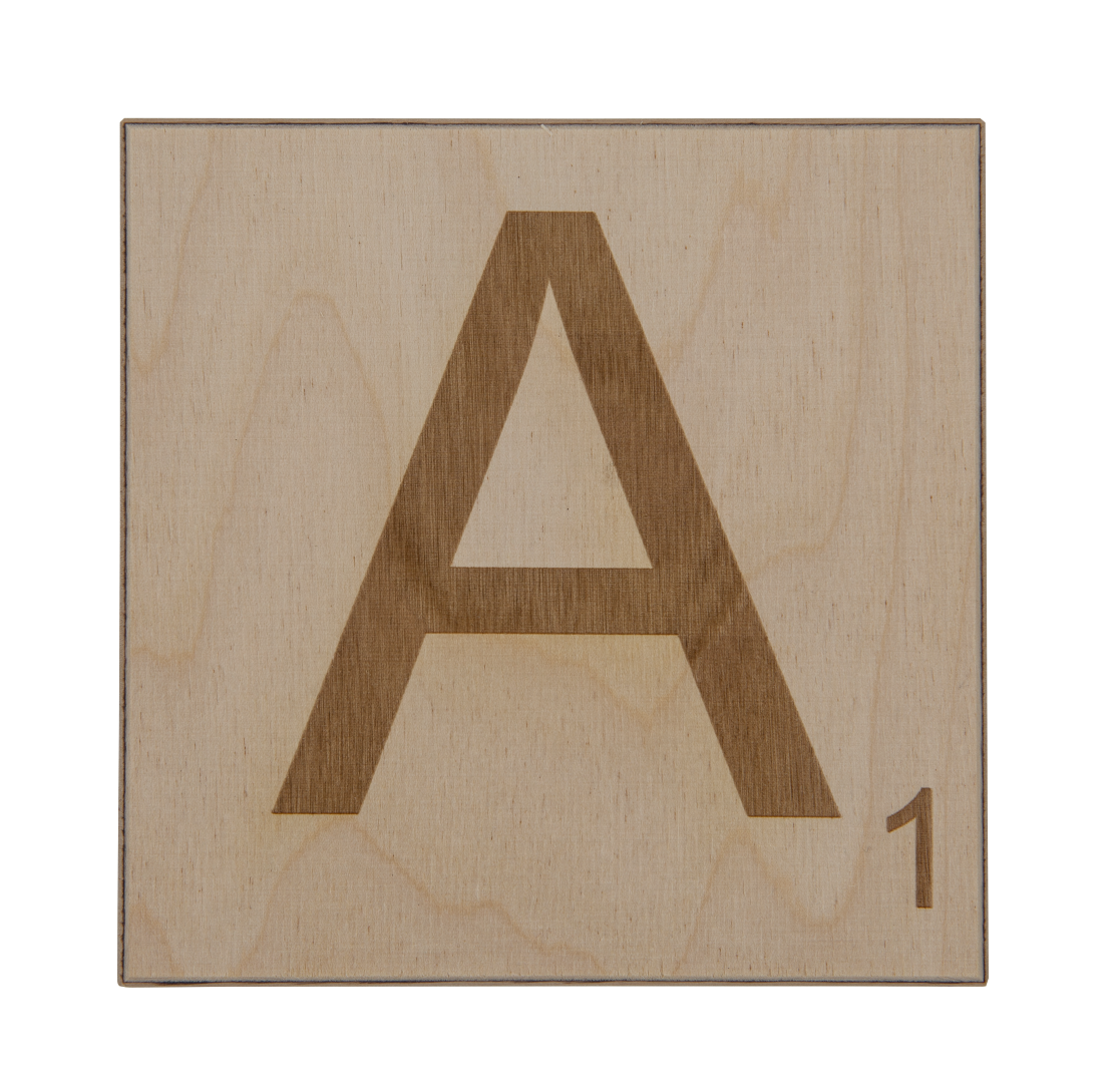 Buchstaben-Alphabet aus Holz 13cm zur Flenscut Wandbild inkl. Deko groß Befestigung Posterstrips Scrabble – 12mm Schriftzug Wandschild Birke-Multiplex